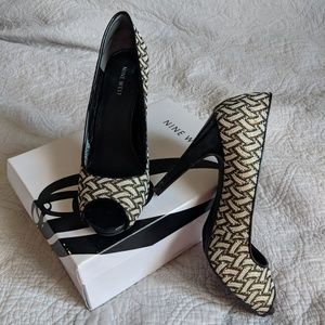 Nine West Escher Gold and Black Stilettos